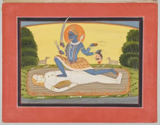 Tantric Devi on Shiva, from a Mandi Devi Series