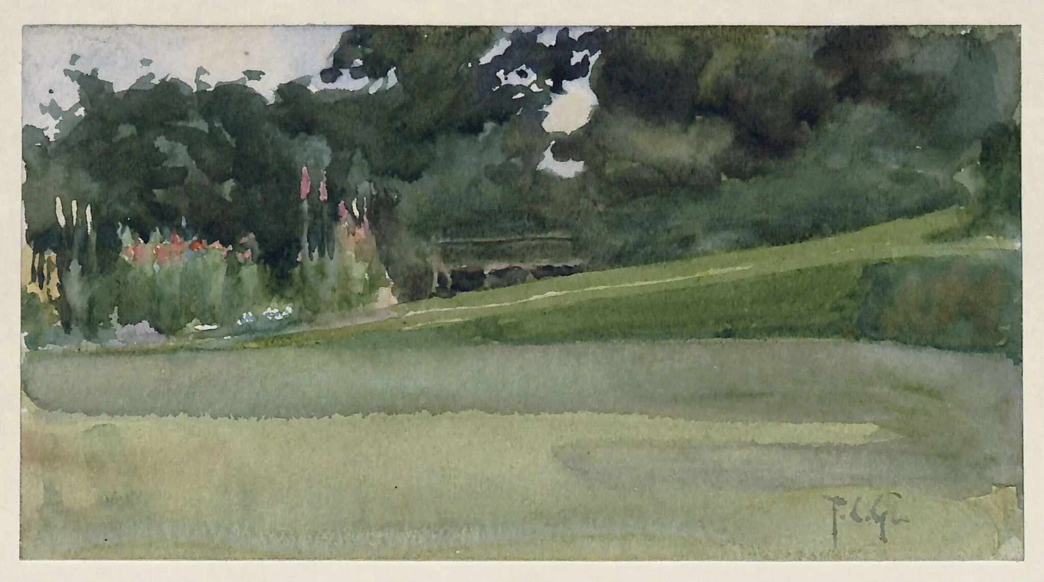 A Garden near Penzance, by Thomas Cooper Gotch, watercolor, 1875