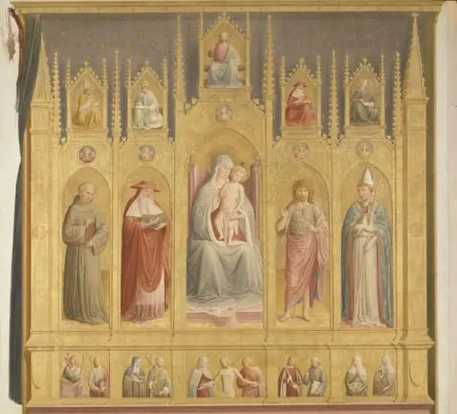 Copy after the fresco of the mock polyptych <i>Virgin and Child with Saints</i>, Benozzo Gozzoli in San Francesco, San Girolamo chapel, Montefalco