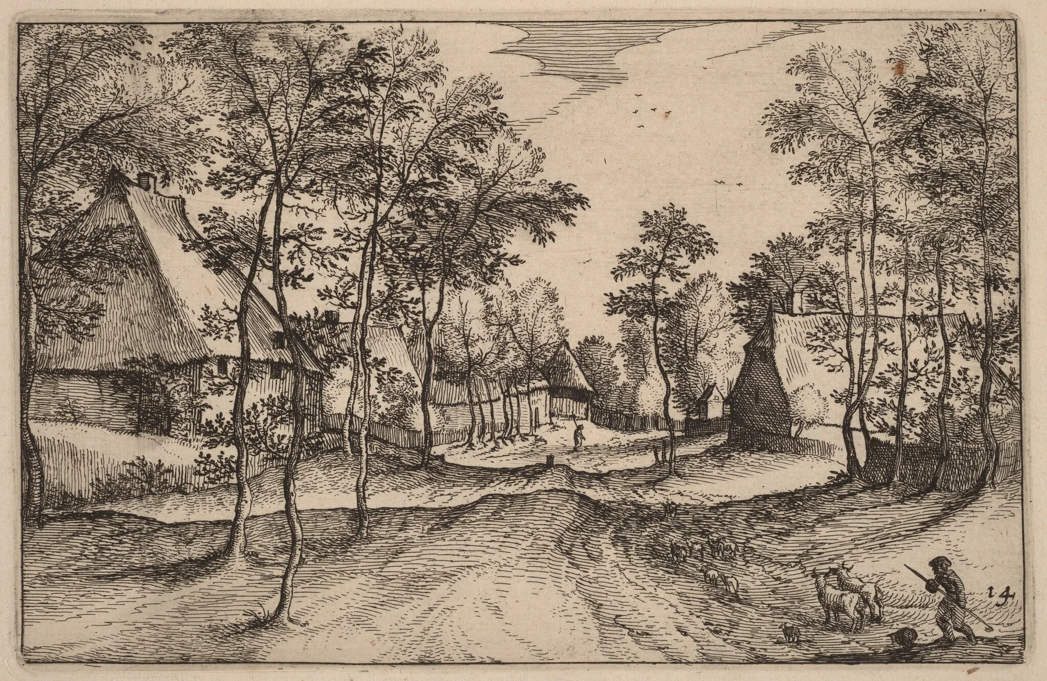 Village Road, by Claes Jansz Visscher, ink, 1612