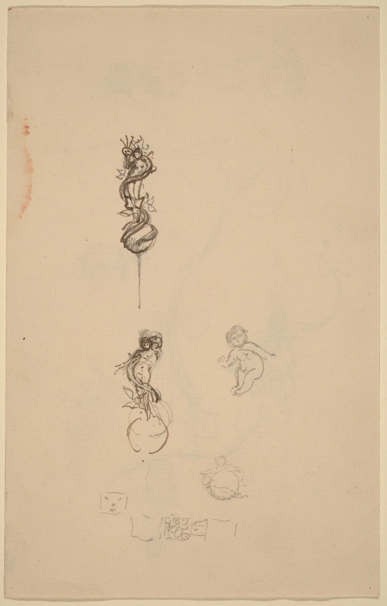 Studies for Jewelry Designs [recto], by Beatrix Godwin Whistler, ink, 1801