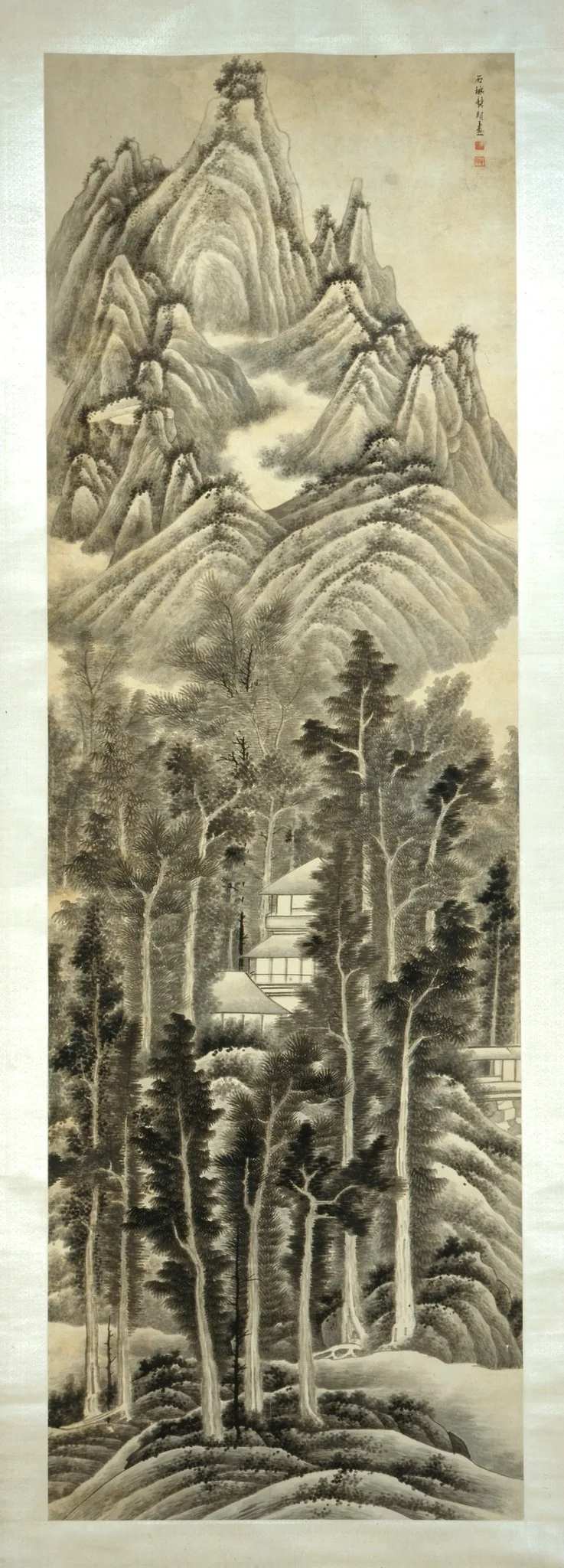 Lofty Peak and Dense Woods, by Gong Xian, unspecified, 1669
