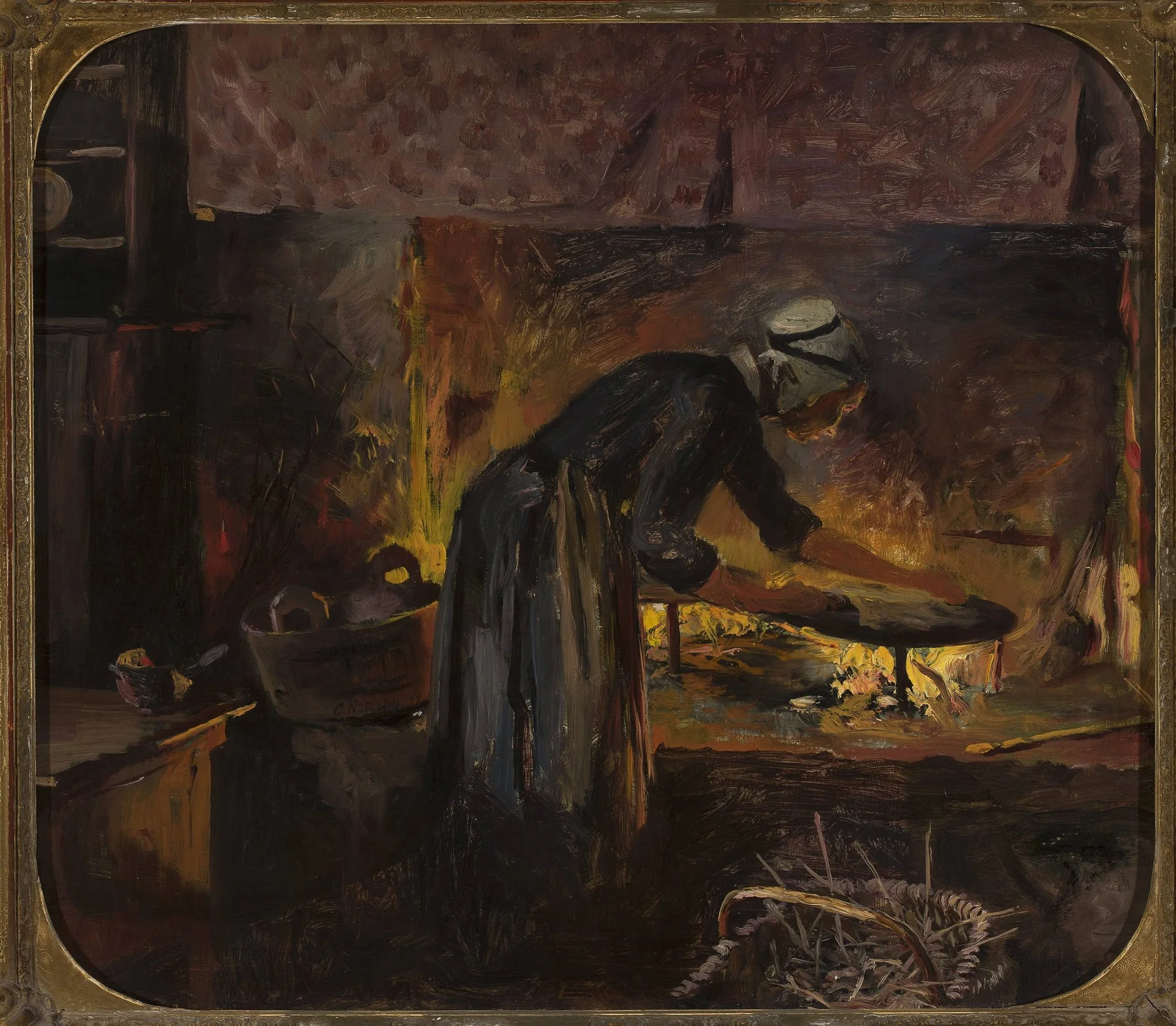 At the hearth