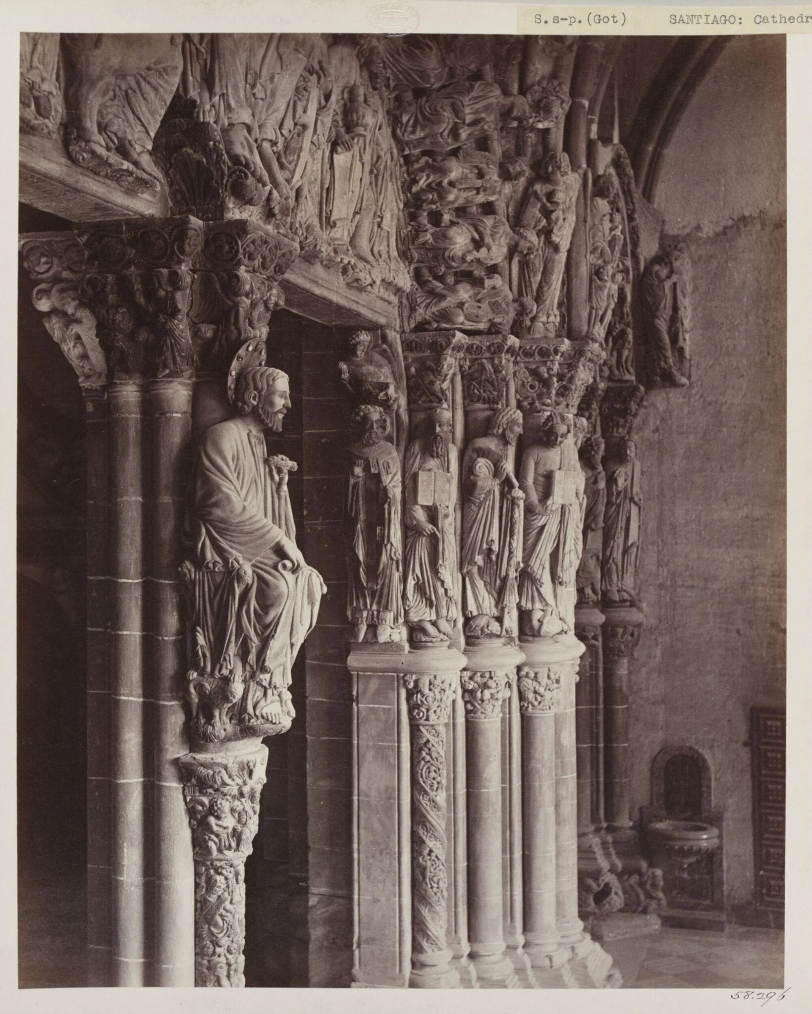 Cathedral, Santiago, Spain, Portico de la Gloria, details of Doorway (No.2)