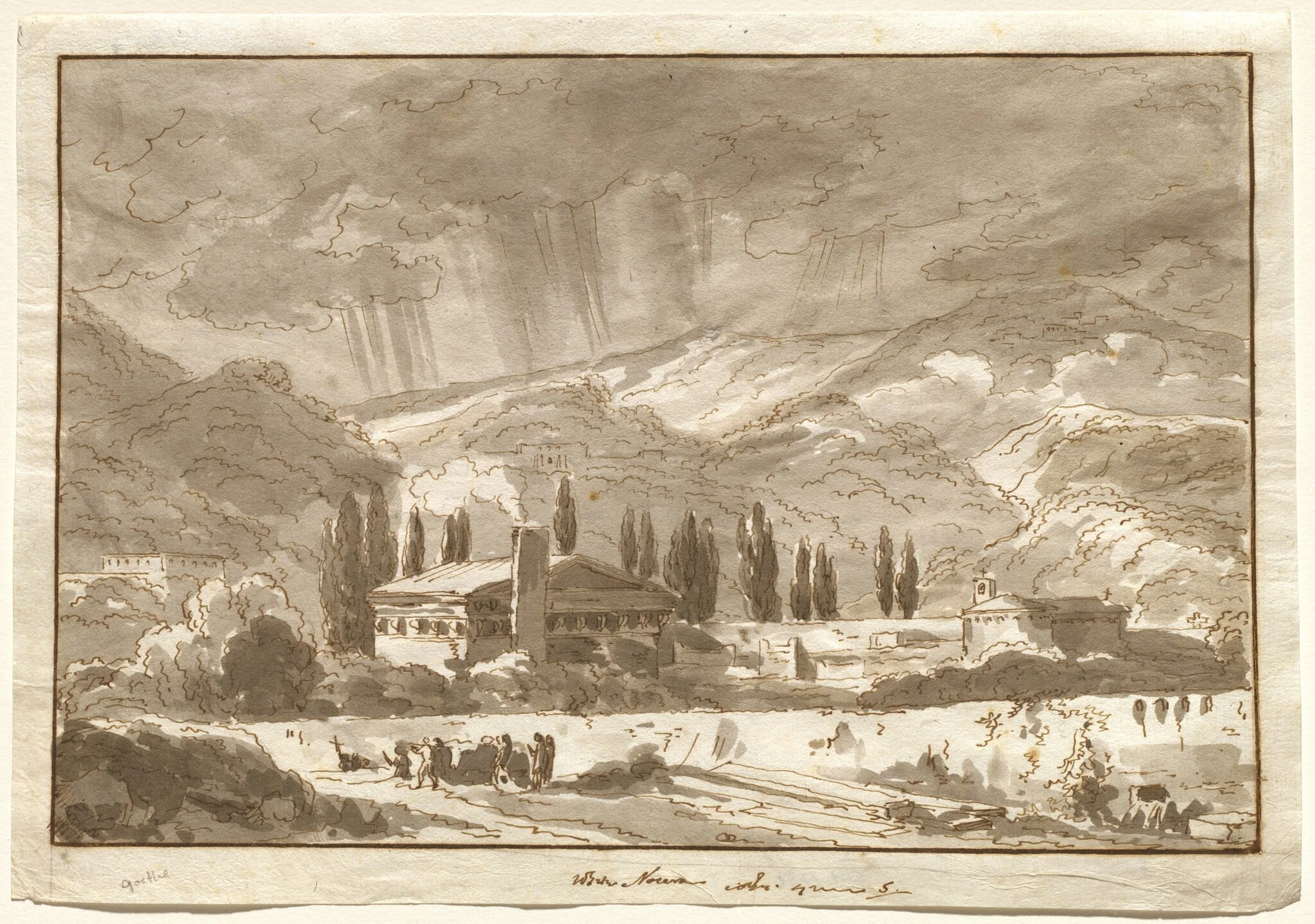 A Storm over the Mountains near Nocera, by Johann Wolfgang von Goethe, ink, 1787