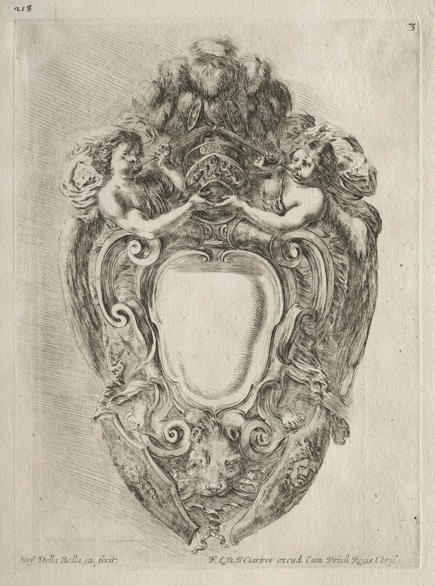 Collection of Various Caprices and New Designs of Cartouches and Ornaments:  No. 3, by Stefano Della Bella, 1646