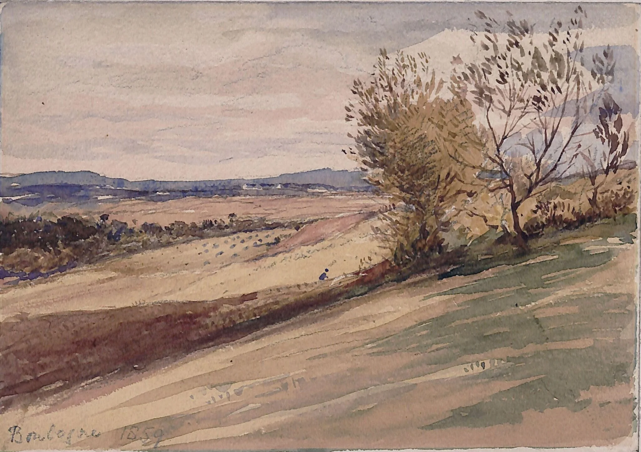 Landscape near Boulogne, by George Richmond, watercolor, 1859