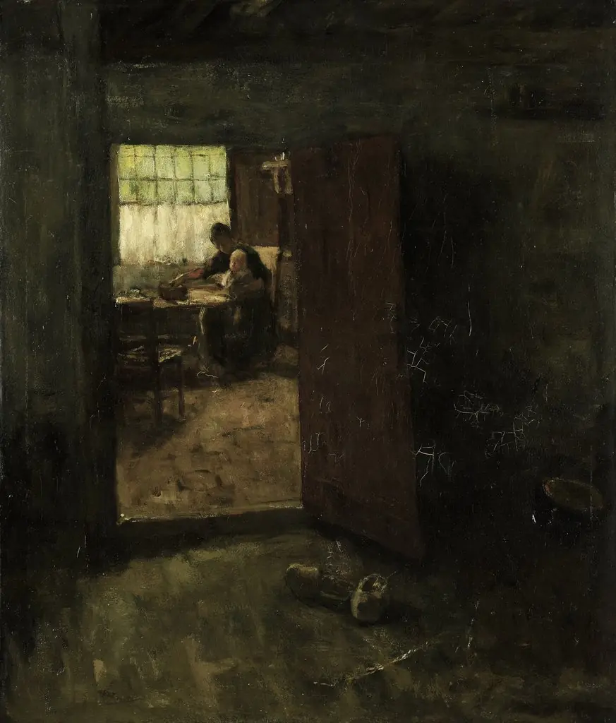 Domestic Interior with Country Woman and Child