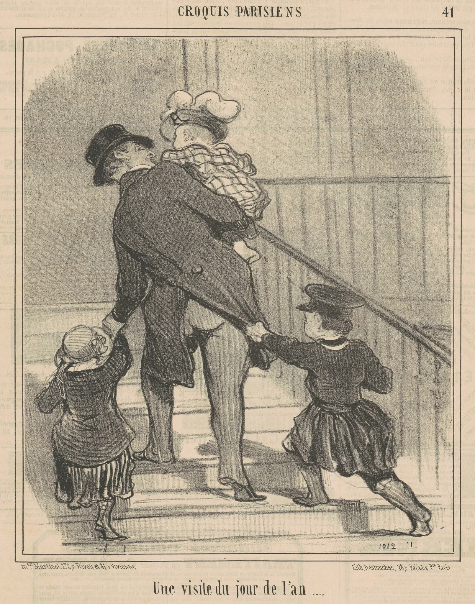 Une visite du jour de l'an, by Honoré Daumier, ink, 1857
