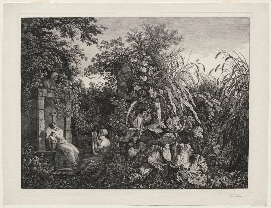 Youth Playing a Lyre to a Maiden by a Fountain, by Carl Wilhelm I Kolbe, 1803