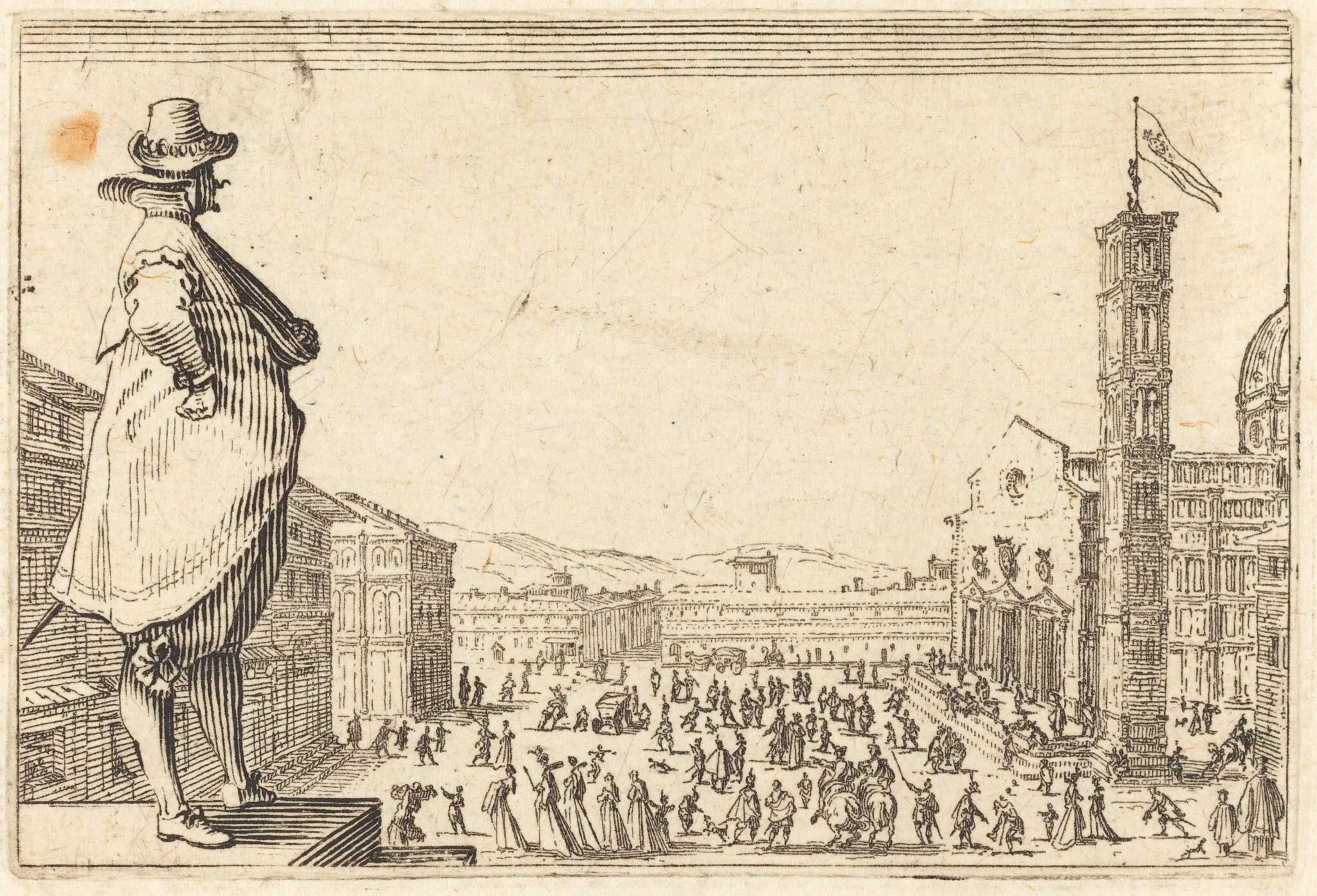 Piazza del Duomo, Florence, by Jacques Callot, ink, 1622
