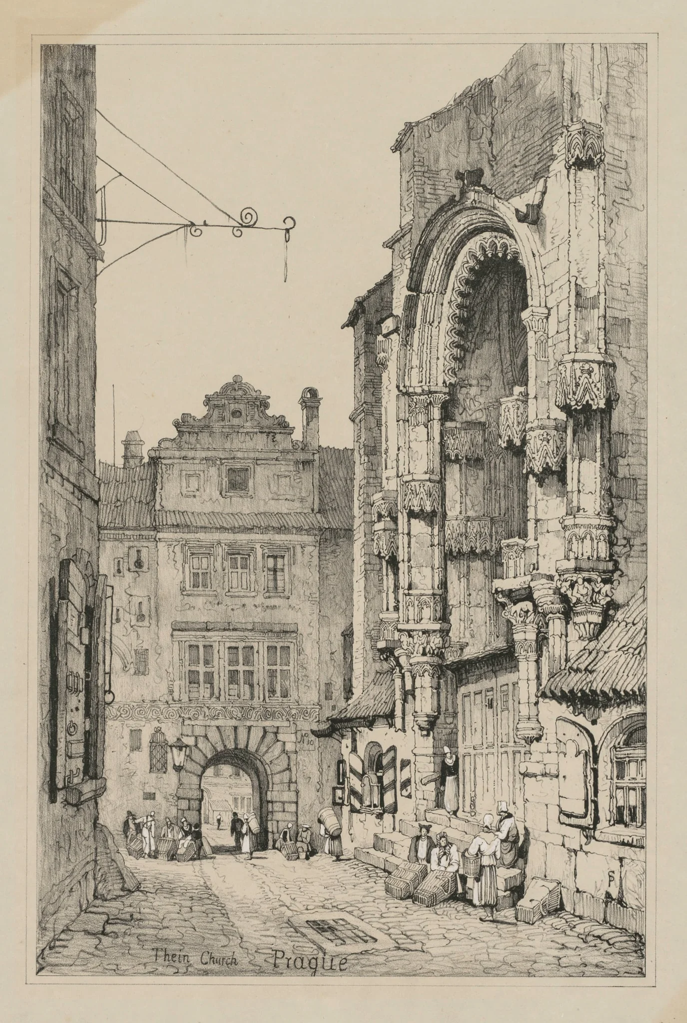 Facisimilies of Sketches made in Flanders and Germany: Thein Church, Prague, by Samuel Prout, 1833