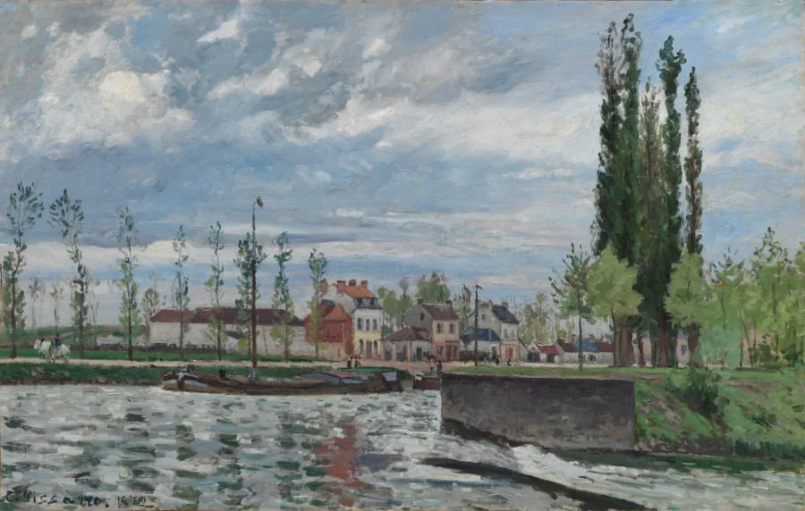 The Lock at Pontoise, by Camille Pissarro, unspecified, 1872