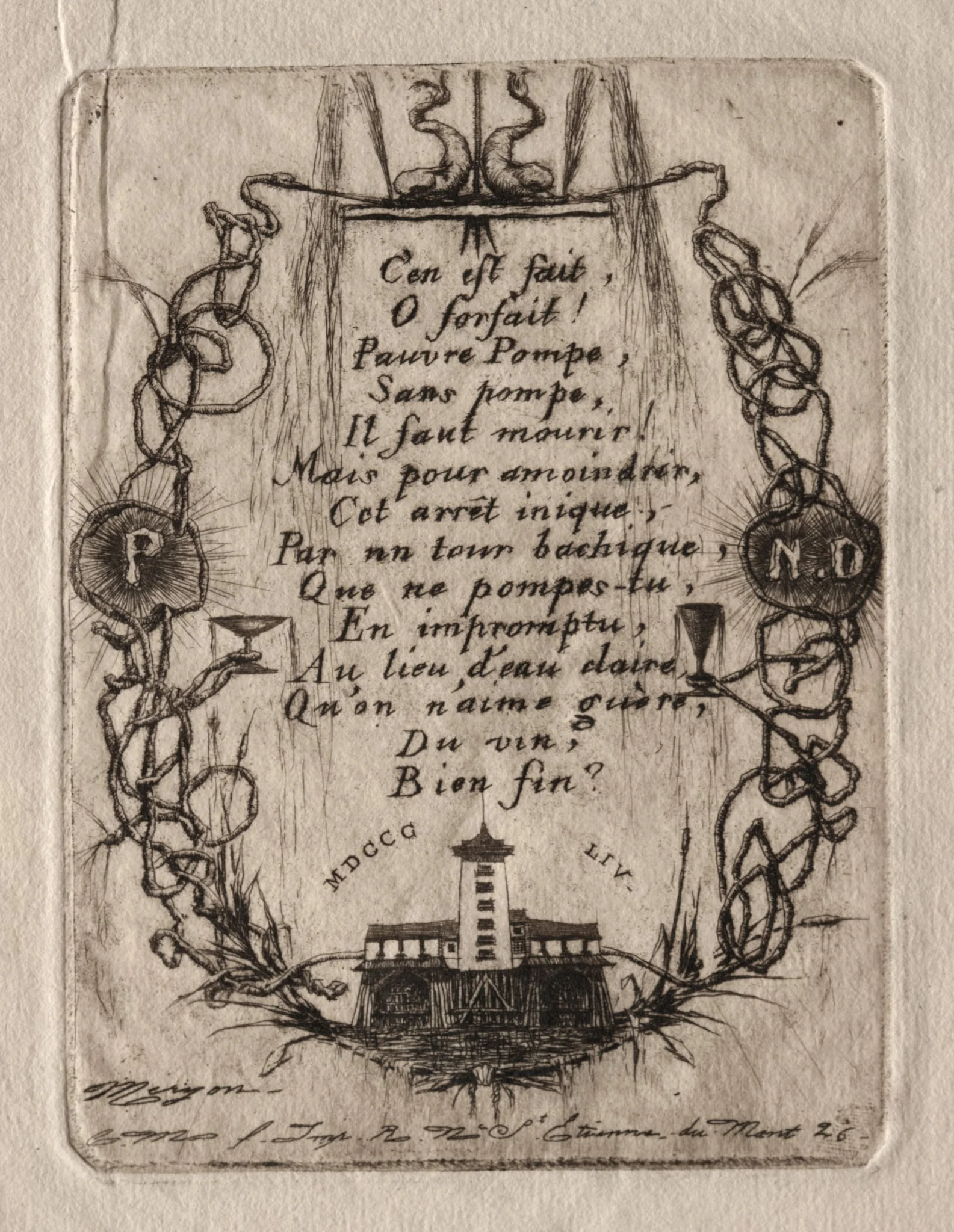 Etchings of Paris:  The Notre Dame Pump, Small Plate
