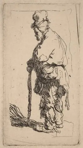 Beggar Leaning on a Stick, Facing Left