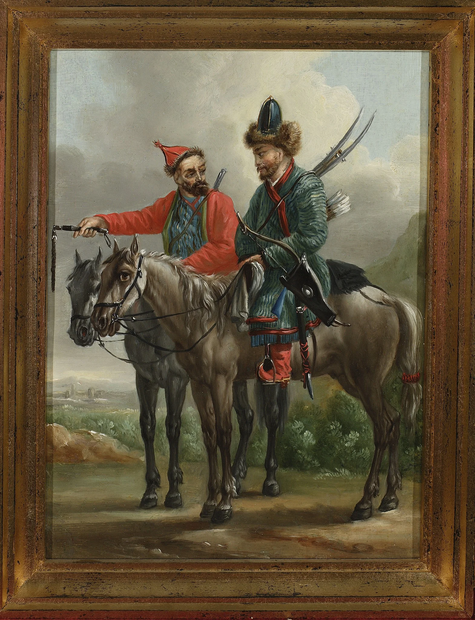 Two Kalmyk horsemen, by Aleksander Orłowski, unspecified, 1820