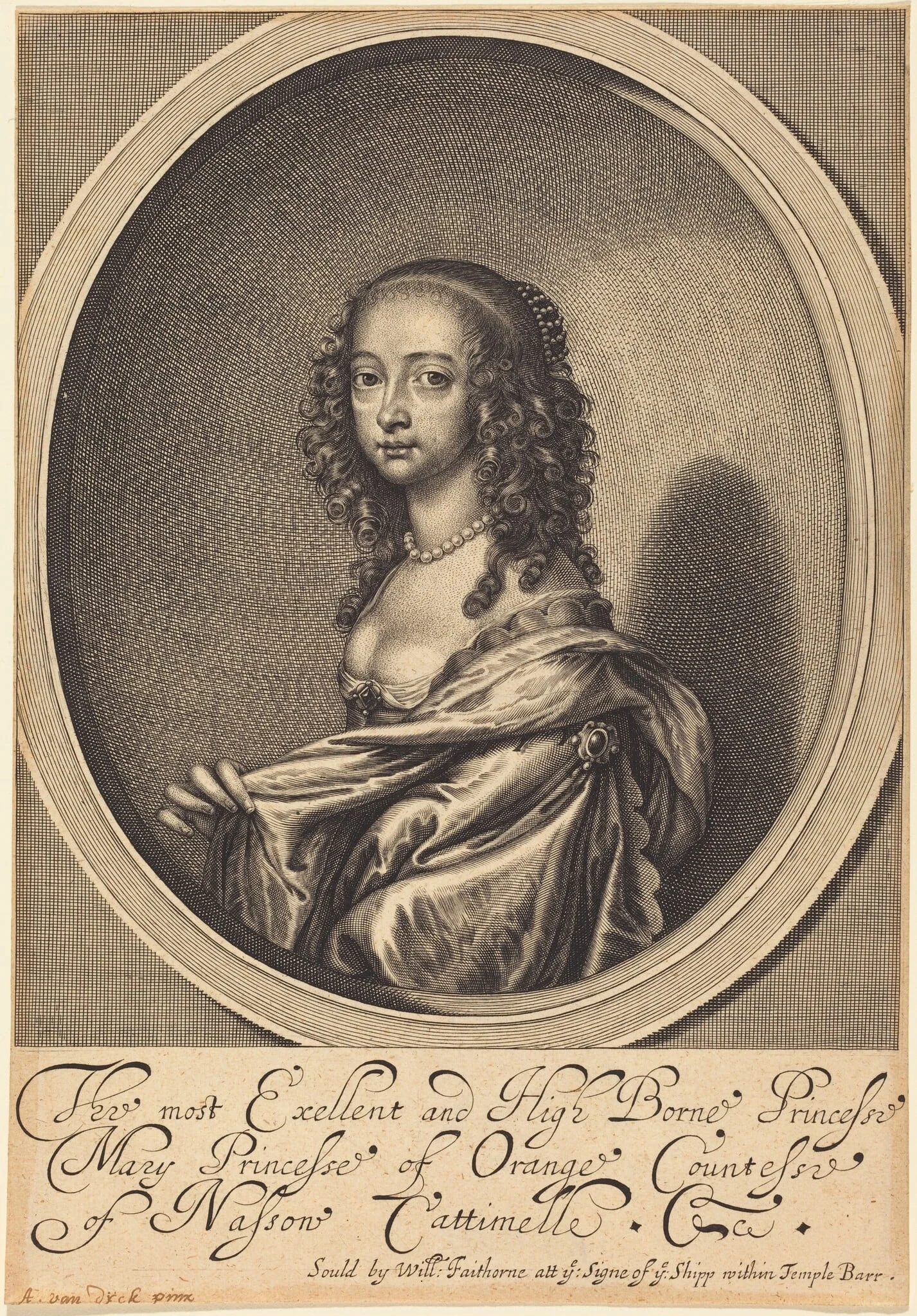 Mary, Princess of Orange, by William Faithorne, ink, 1654