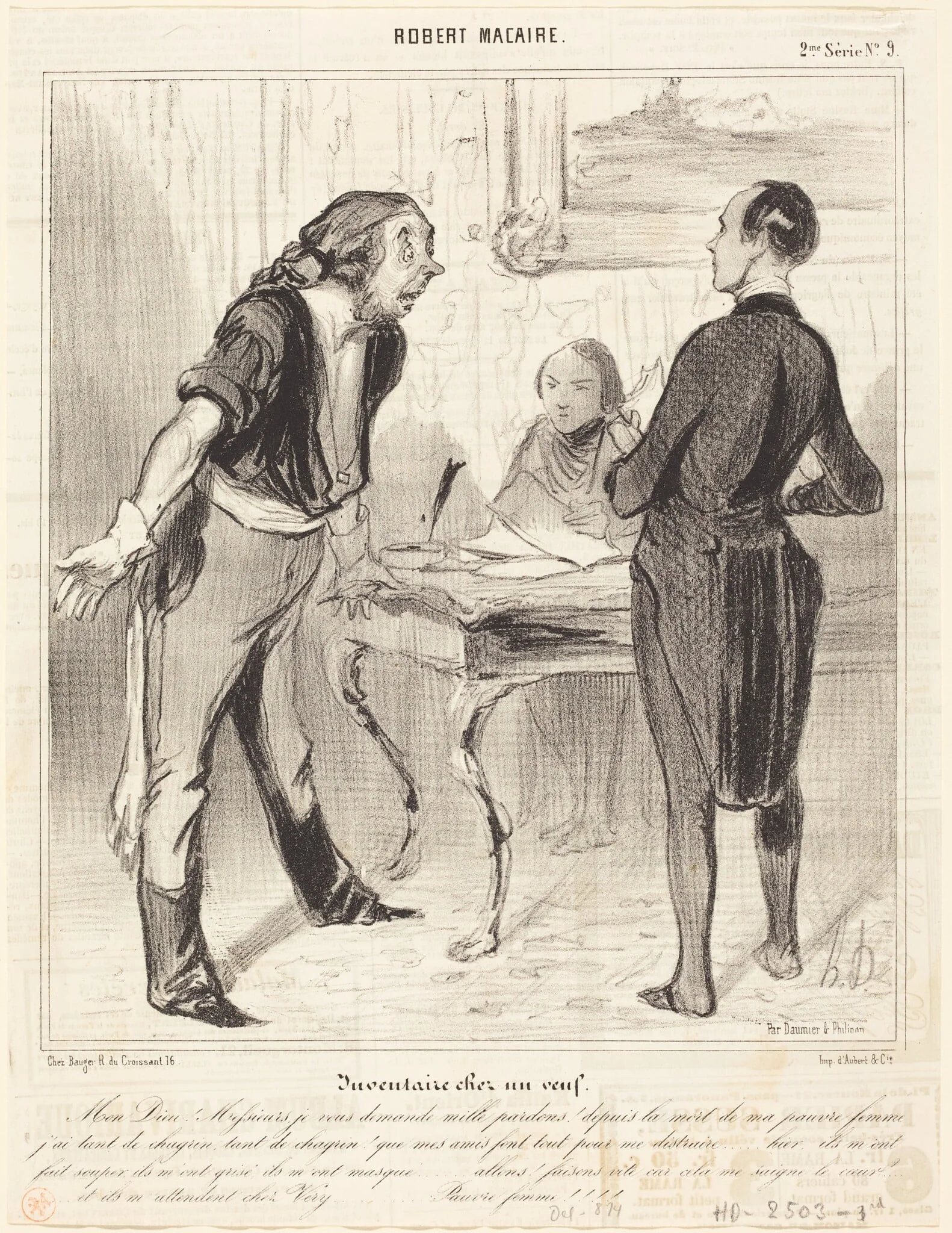 Inventaire chez un veuf, by Honoré Daumier, ink, 1841