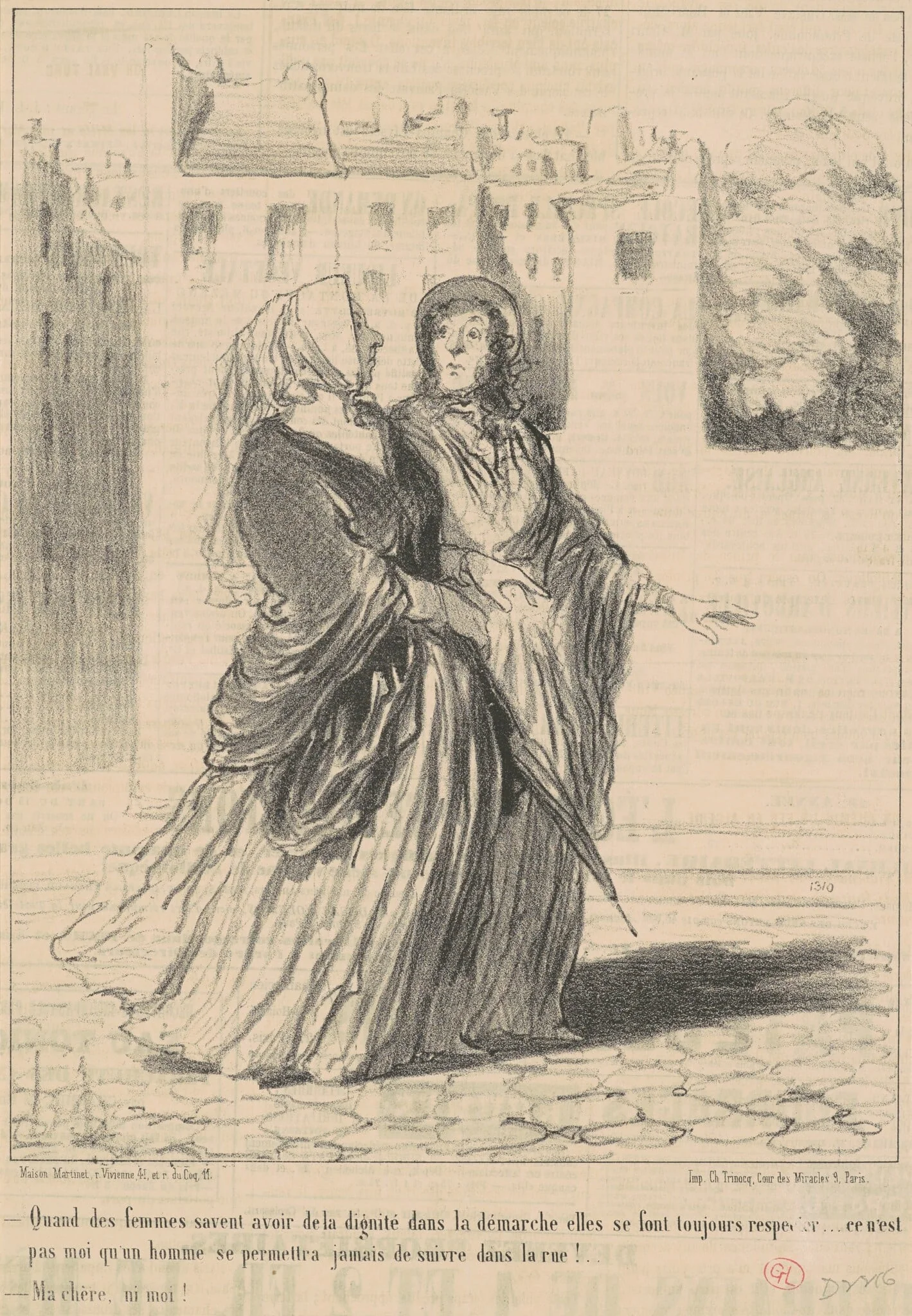 Quand des femmes savent avoir ..., by Honoré Daumier, ink, 1852