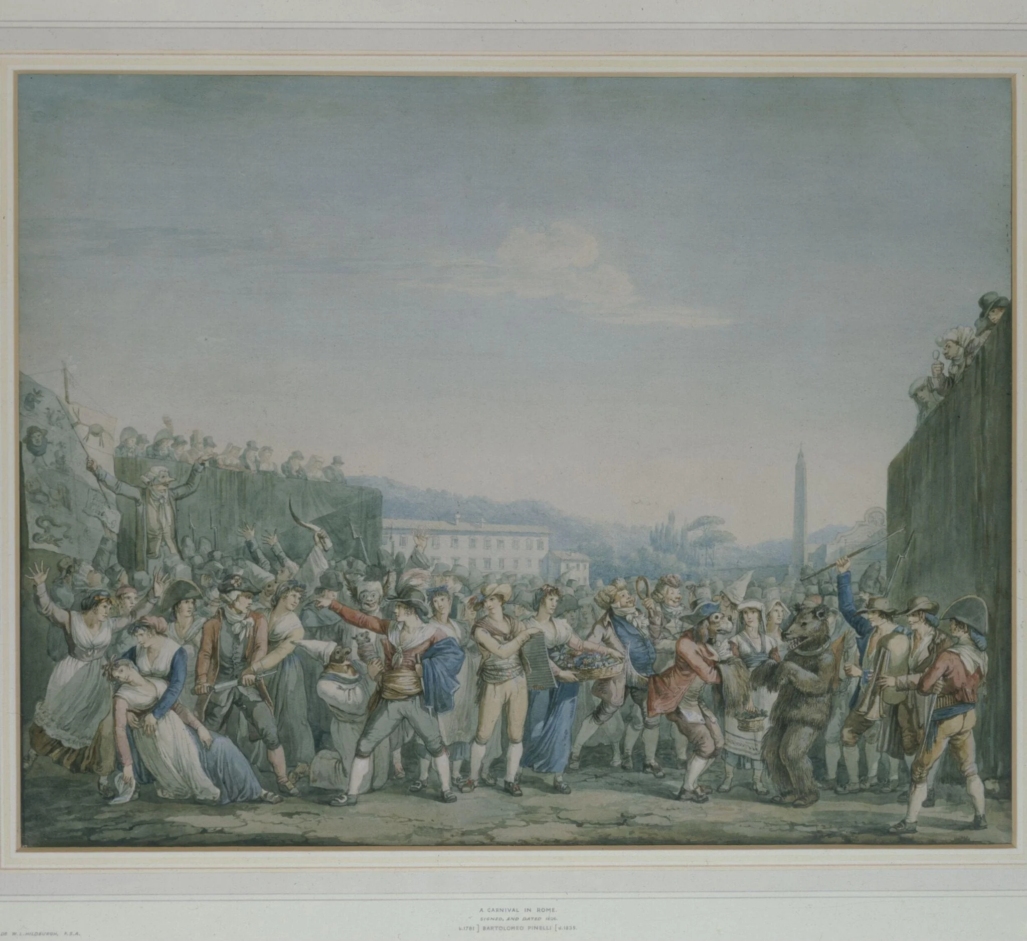 Carnival Scene in Rome, by Pinelli, watercolor, 1806