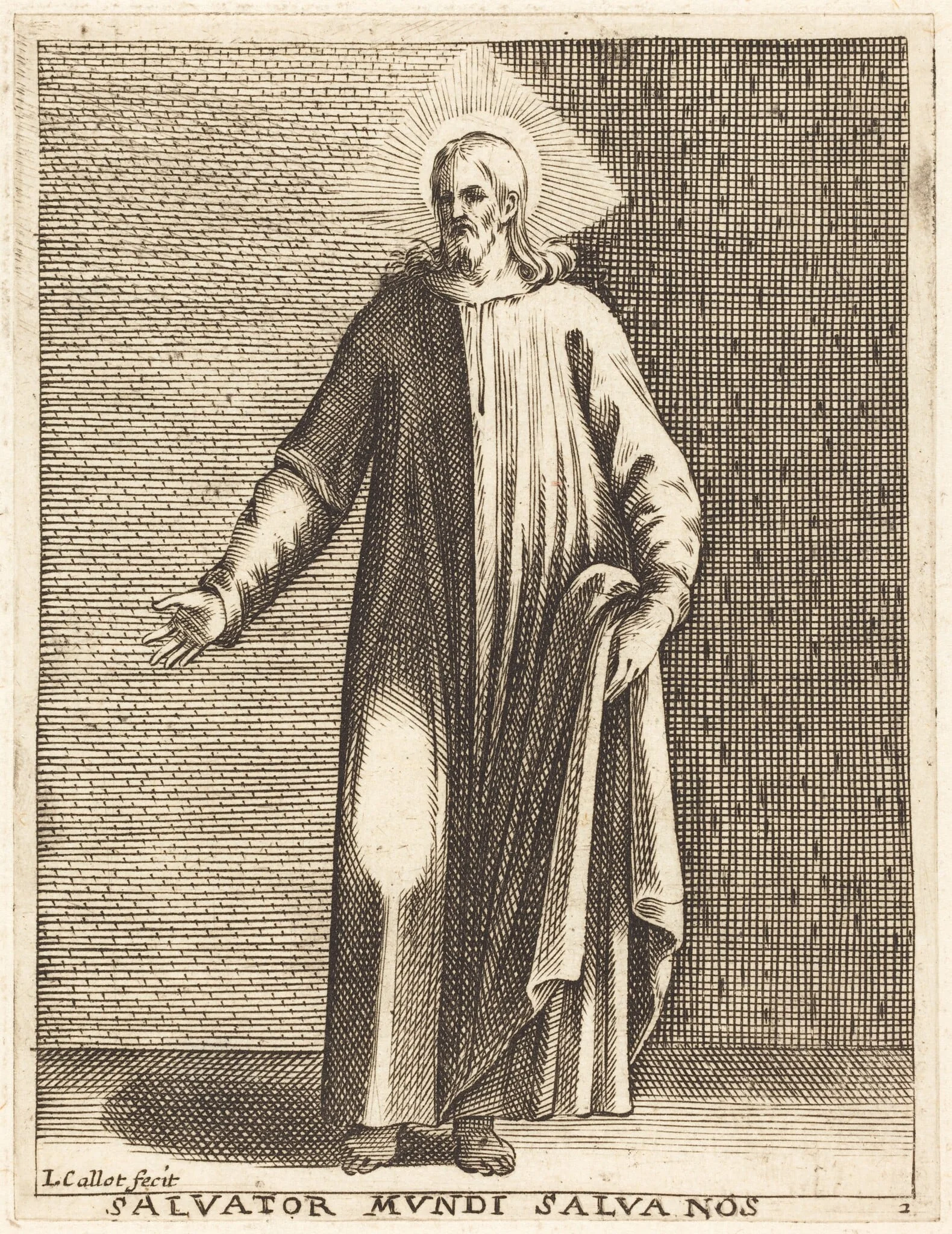 Salvator Mundi, by Jacques Callot, ink, 1610