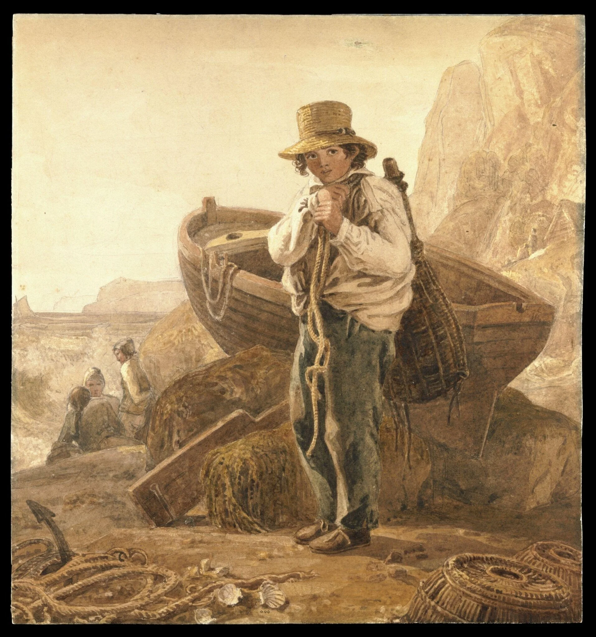 The Young Fisher Boy, by Cristall, watercolor, 1750