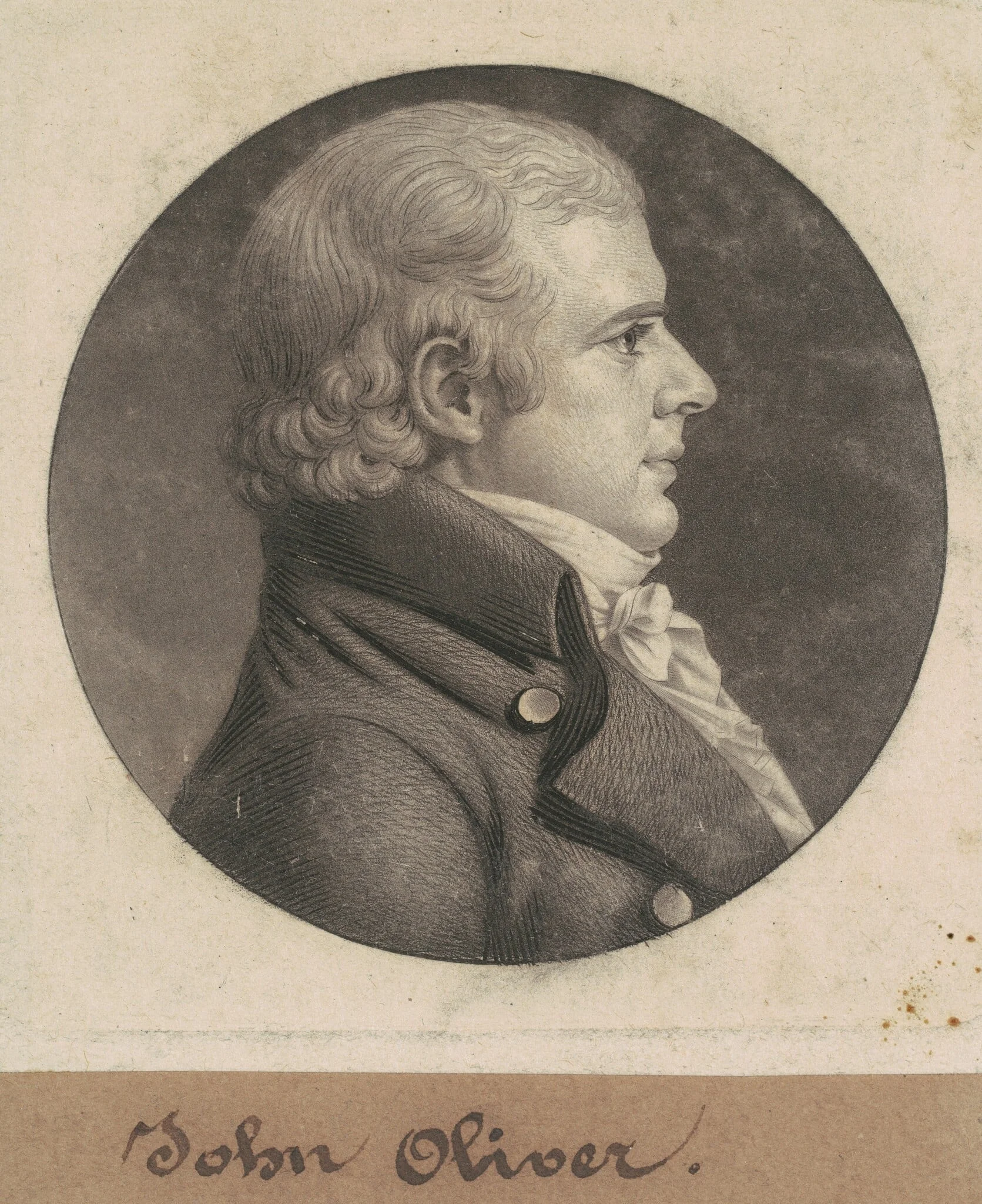 John Oliver, by Charles Balthazar Julien Févret de Saint-Mémin, ink, 1803