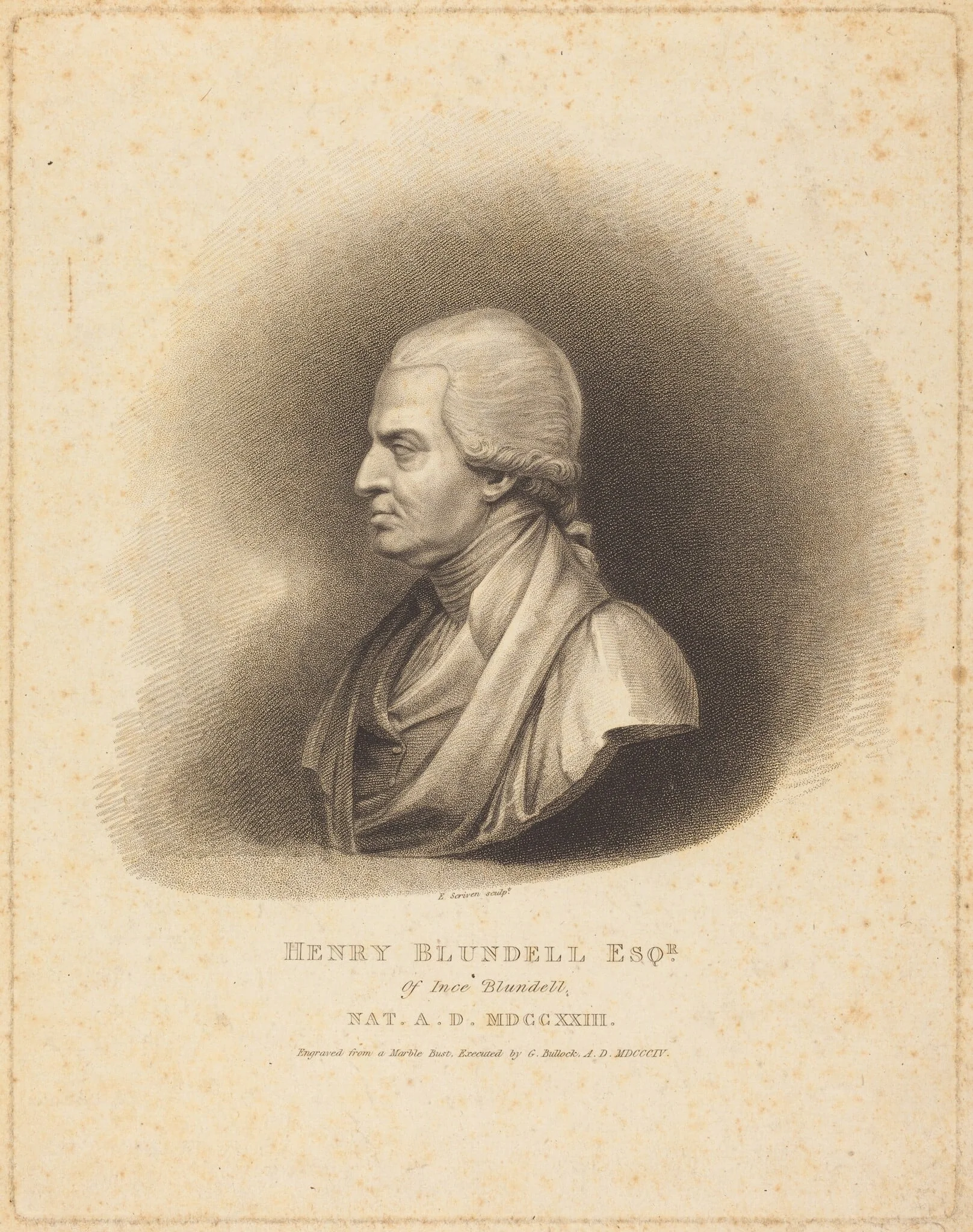 Henry Blundell, by Edward Scriven, ink, 1804