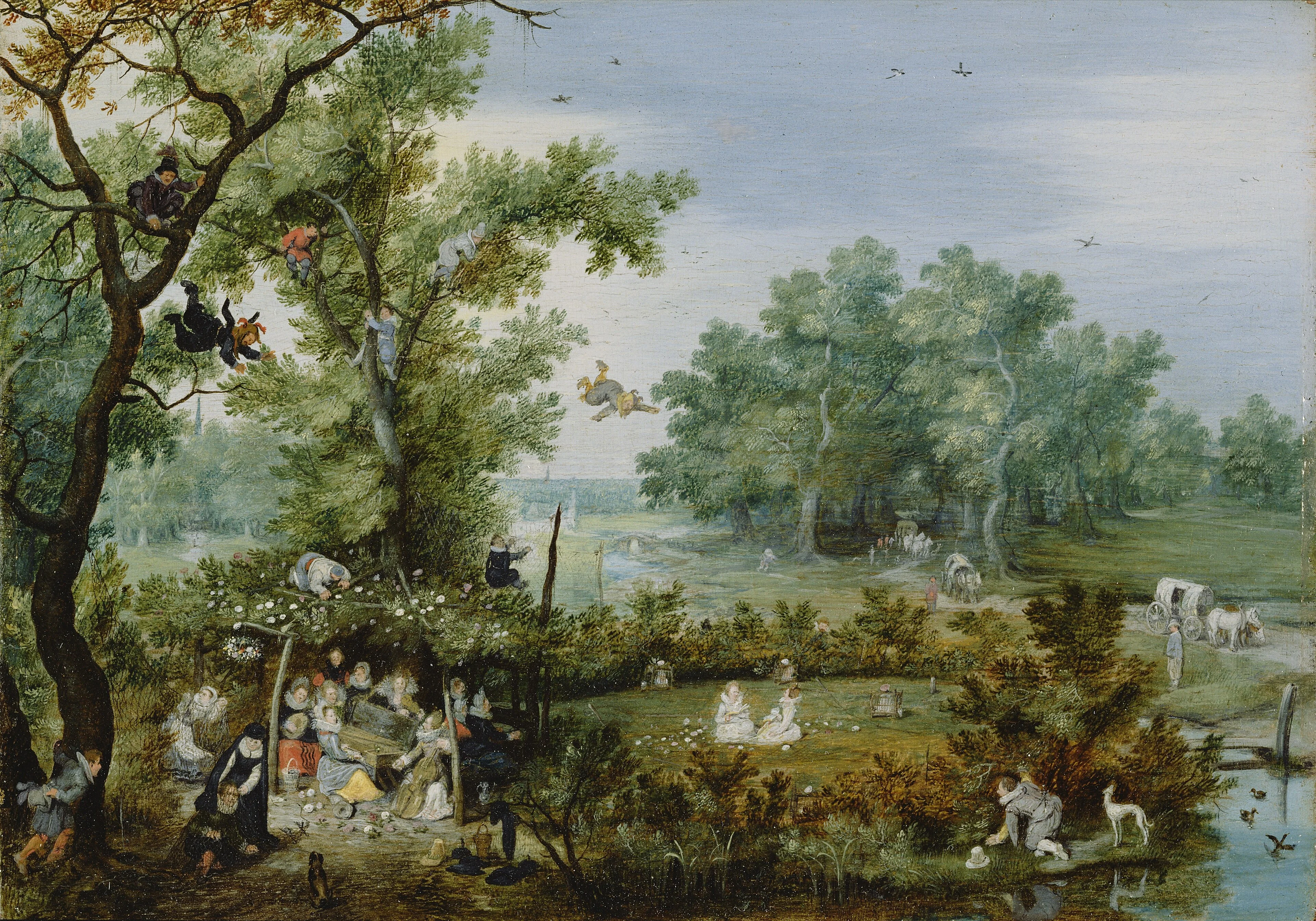 A Merry Company in an Arbor, by Adriaen van de Venne, oil, 1615