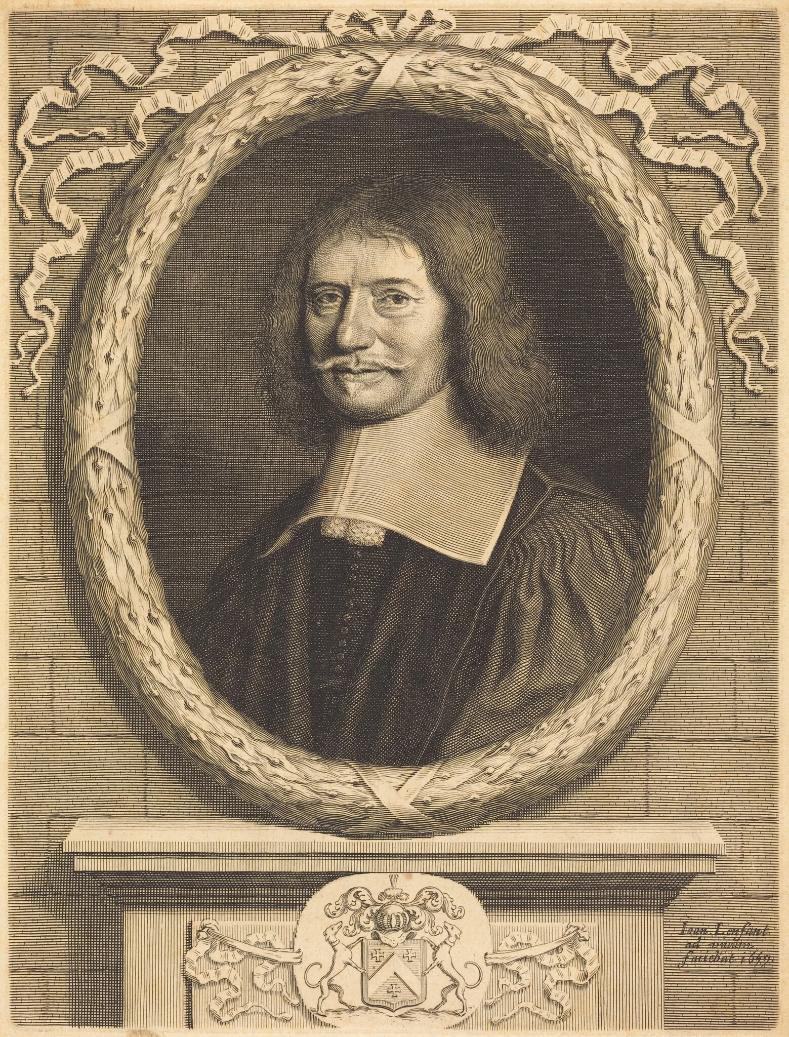 Portrait of an Unknown Gentleman, by Jean Lenfant, ink, 1649