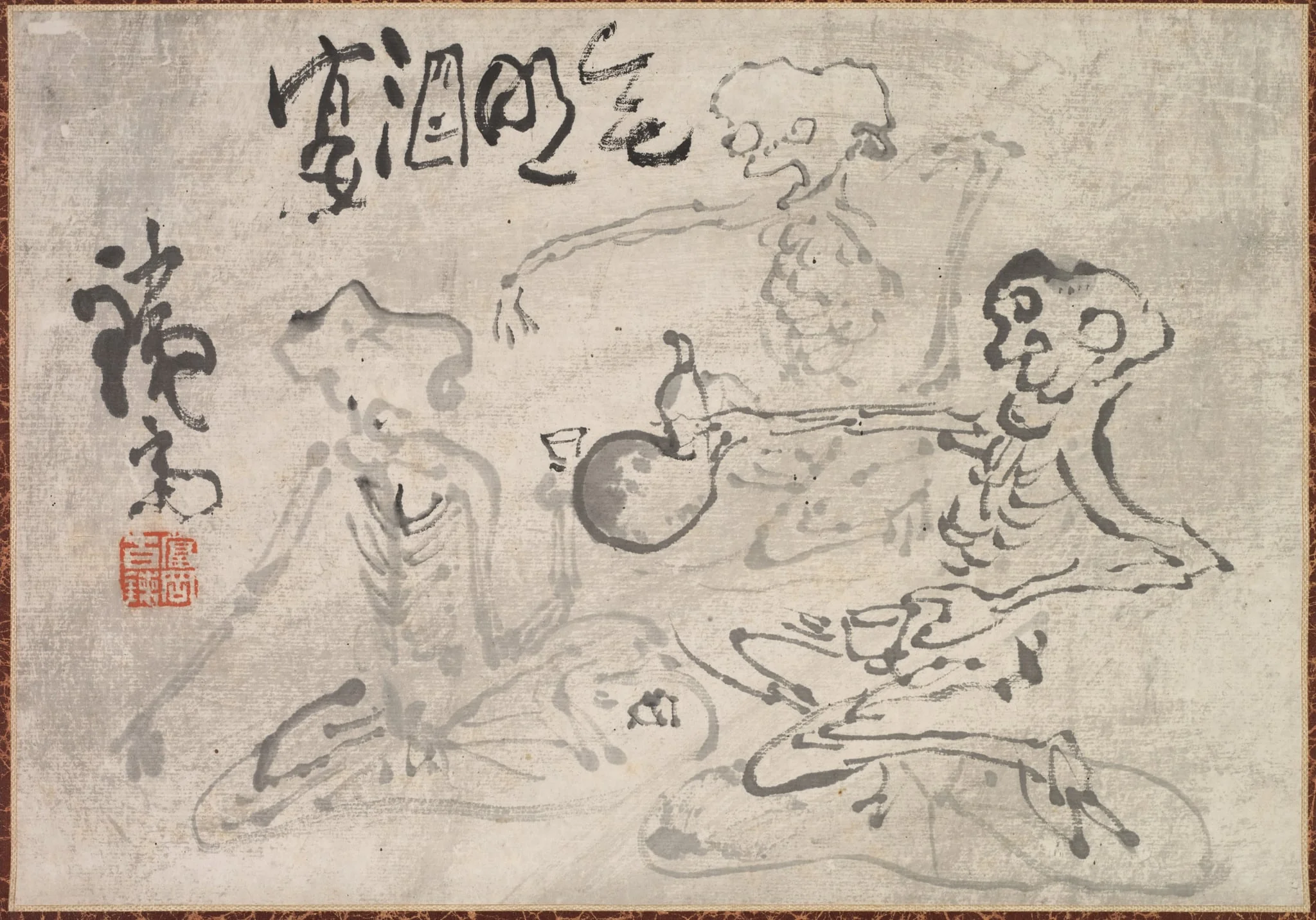 Sake Party with No Light, by Tomioka Tessai, unspecified, 1890