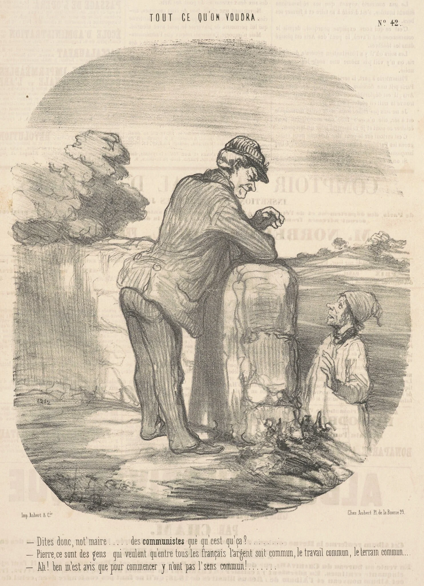 Dites donc, not'maire ... des communistes qué qu'c'est ça?, by Honoré Daumier, ink, 1848