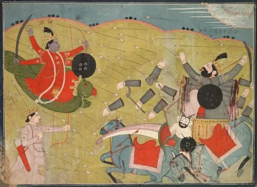 Krishna vanquishing King Bana, from an Usha-Aniruddha