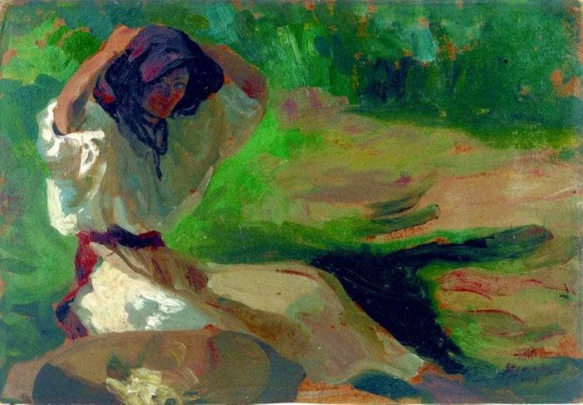 Țărancă în grădină, by Ipolit Strâmbu(lescu), unspecified, 1908