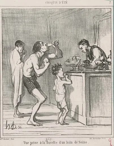 Vue prise a la buvette d'un bain