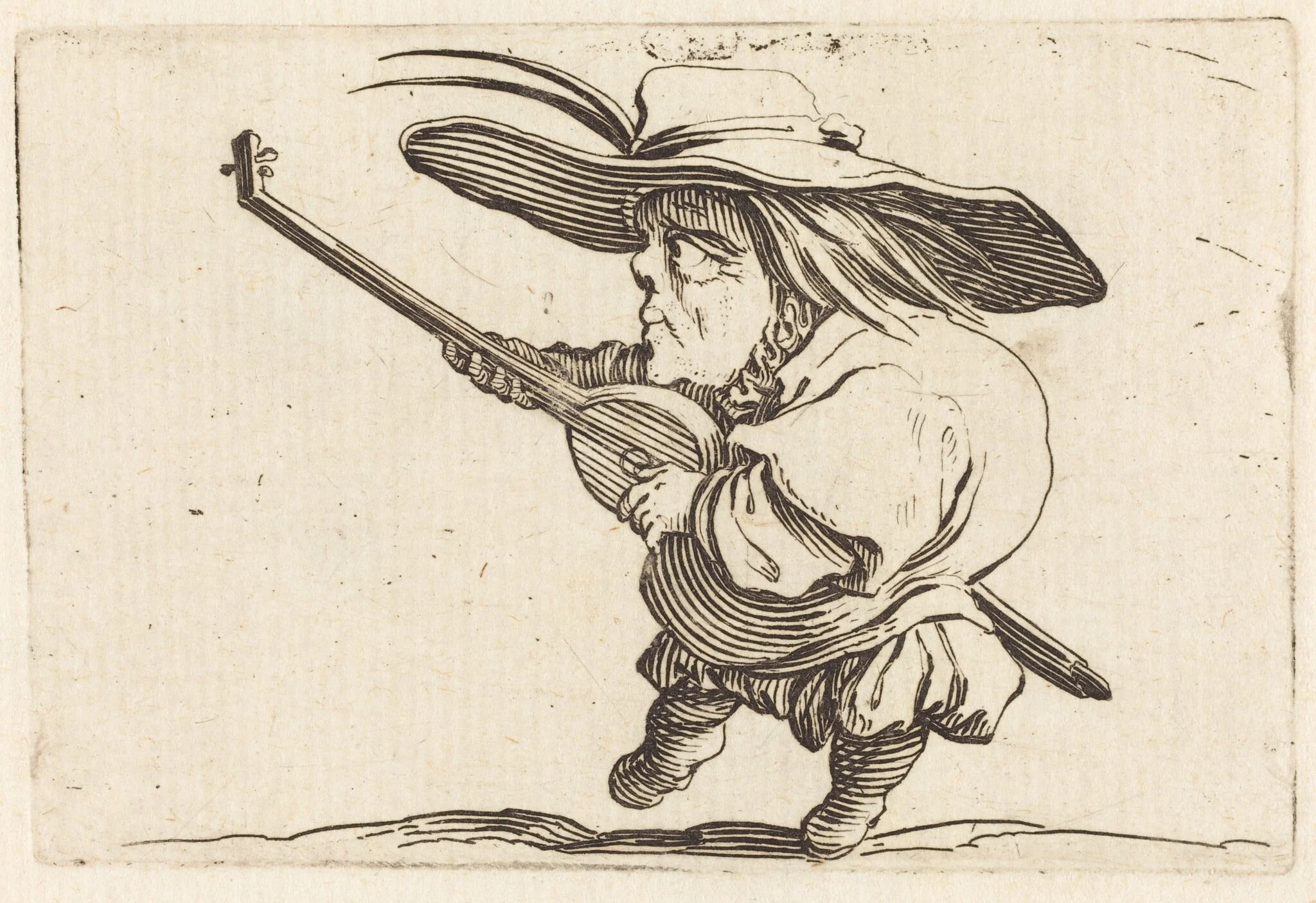 The Lute Player, by Jacques Callot, ink, 1622