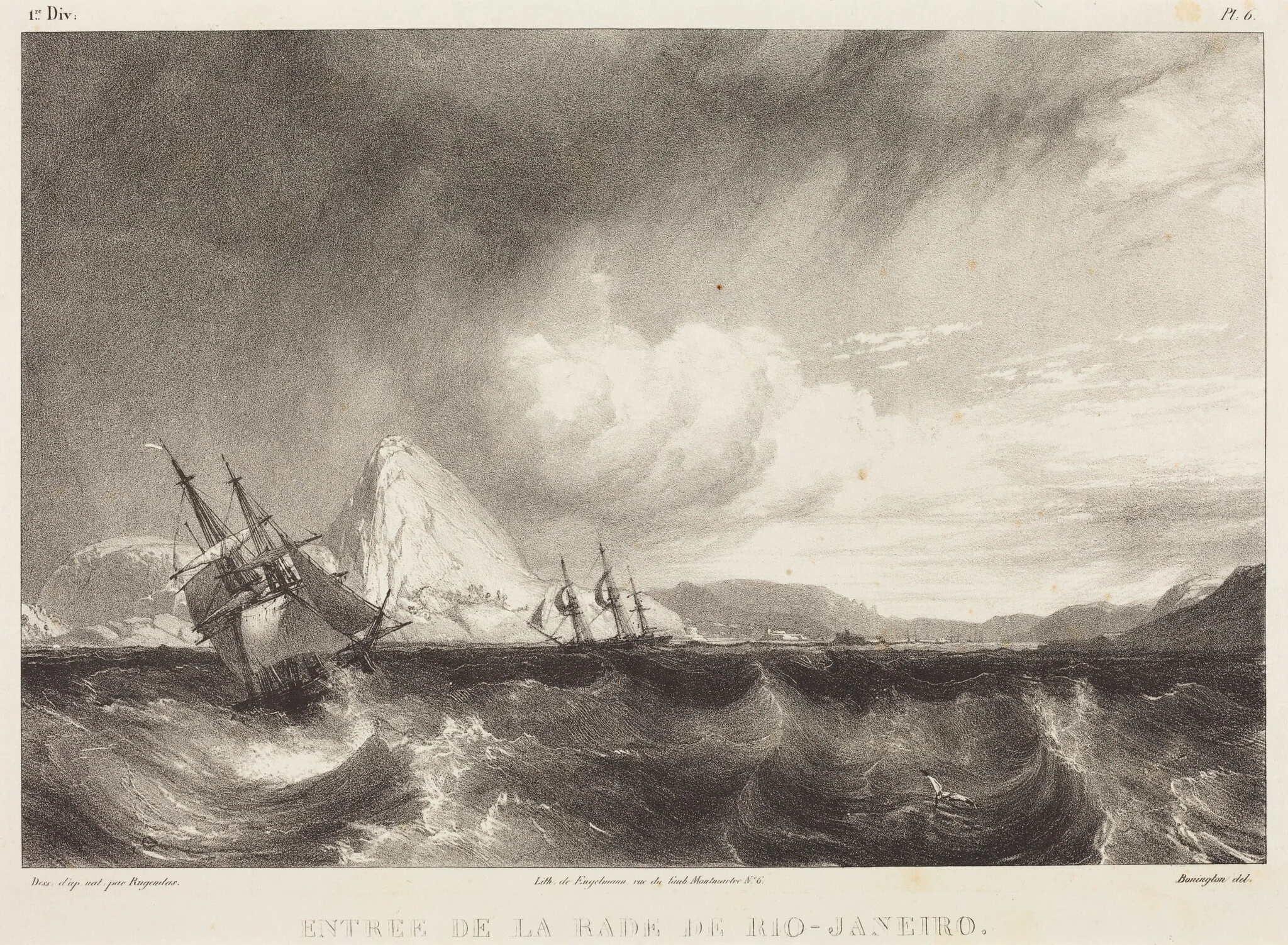 Entree de la rade de Rio-Janeiro, by Richard Parkes Bonington, ink, 1827