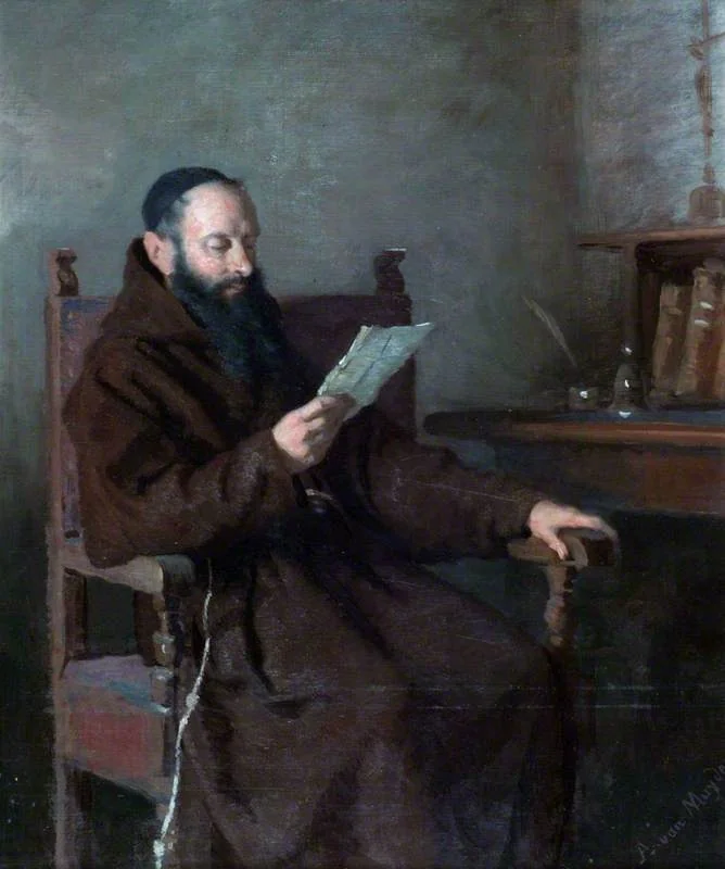 A Monk Reading, by Jacques Alfred van Muyden, oil, 1868