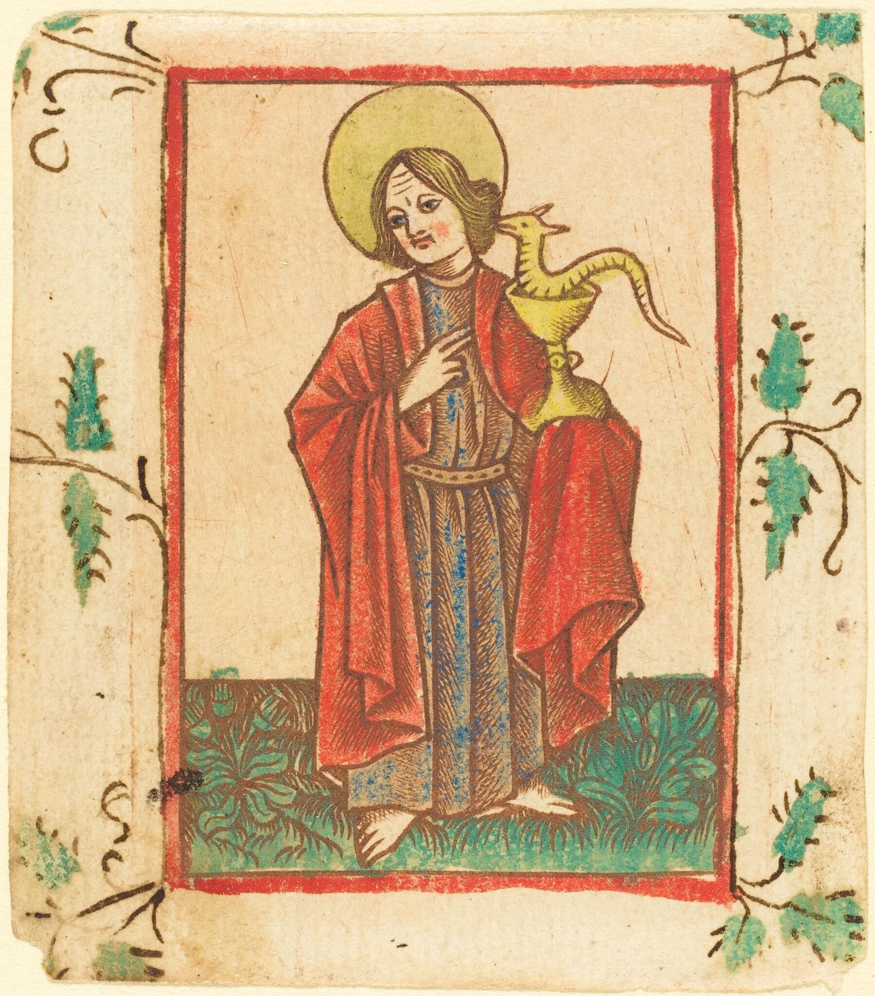 Saint John the Evangelist, by Master of the Dutuit Mount of Olives, ink, 1460