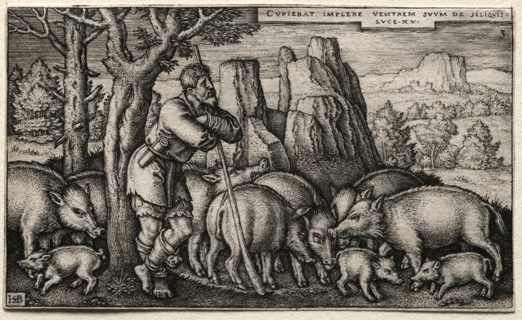 The Prodigal Son:  Tending Swine, by Sebald Beham, 1535