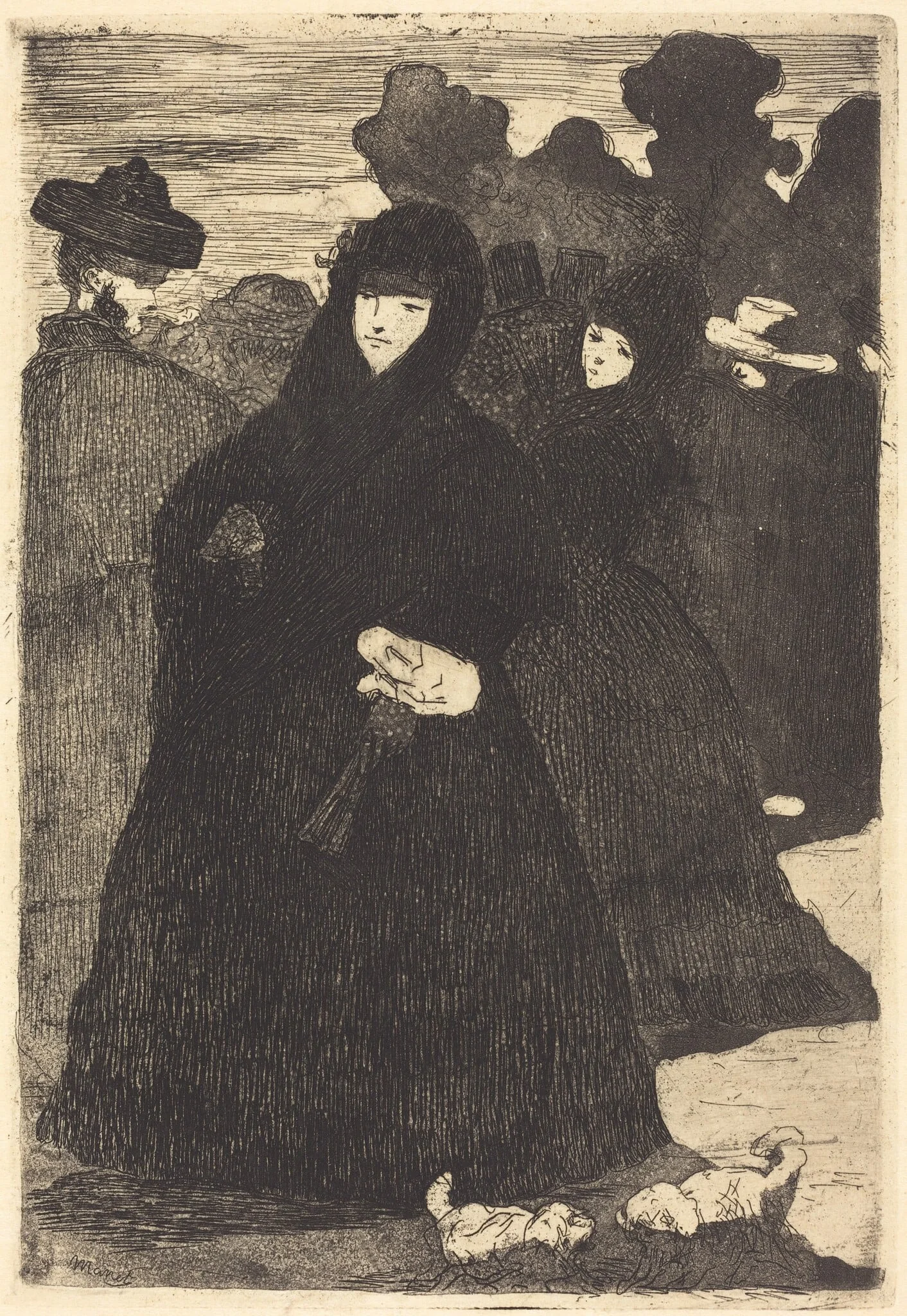 At the Prado (Au Prado), by Edouard Manet, ink, 1866