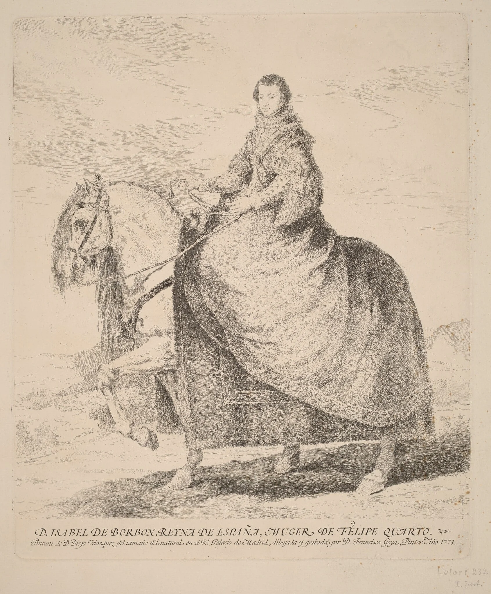 Isabel de Borbon, by Francisco Goya, ink, 1778