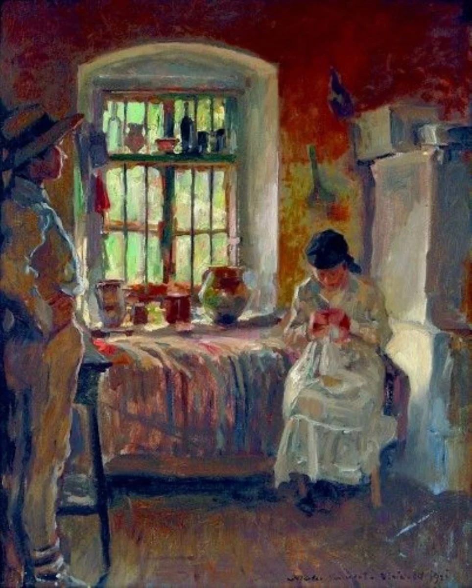 Interior cu personaje la Vlaici, by Nicolae Vermont, unspecified, 1921