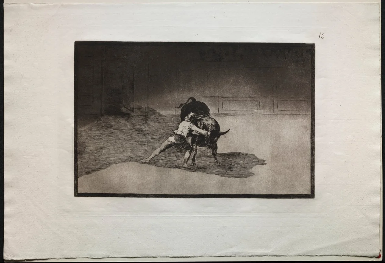 Bullfights:  The Famous Martincho Places the Banderillas Playing the Bull with the Movement of his Body, by Francisco Goya, 1816