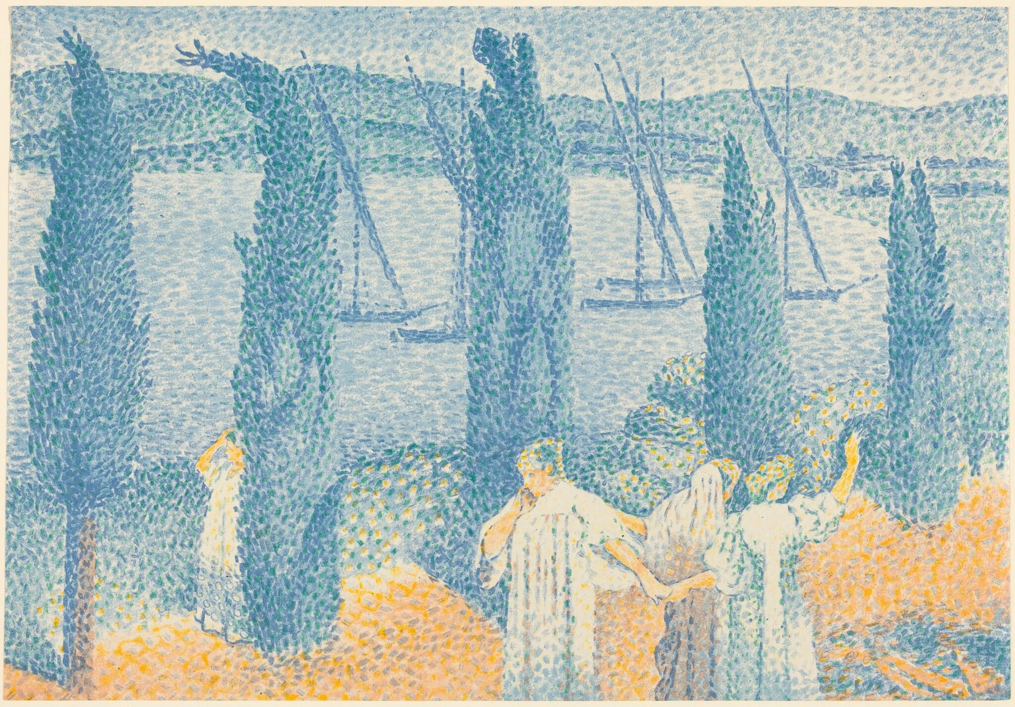 La Promenade, by Henri Edmond Cross, ink, 1897
