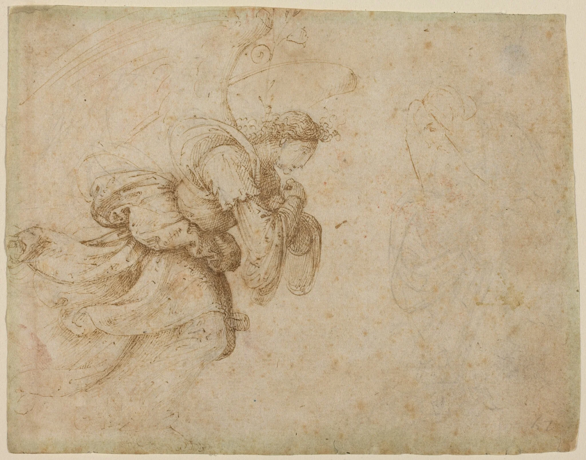 The Angel of the Annunciation [recto], by Fra Bartolommeo, chalk, 1502
