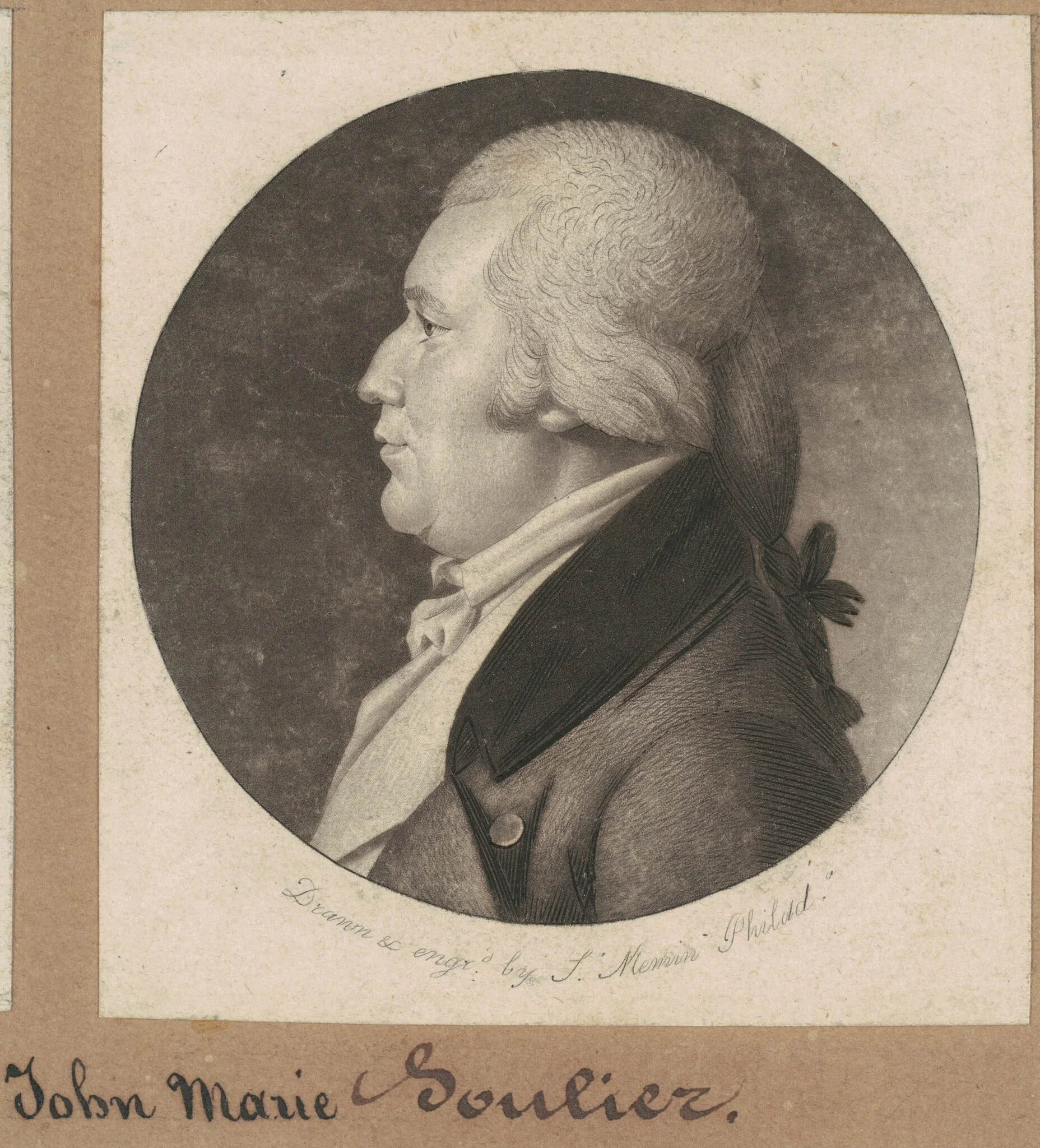 Jean Marie Soulier, by Charles Balthazar Julien Févret de Saint-Mémin, ink, 1802