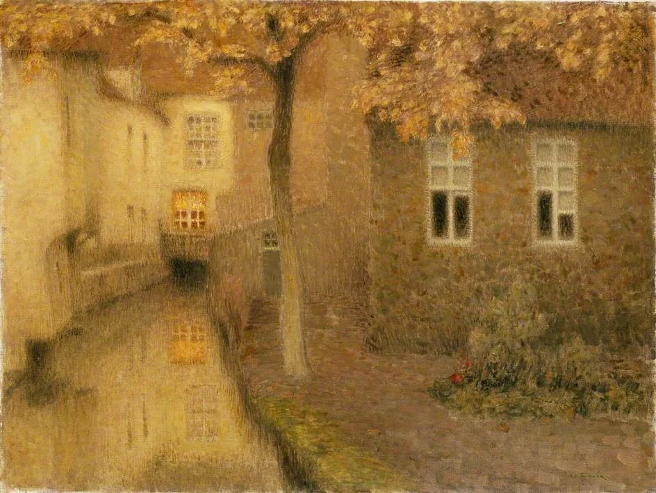 A Canal in Bruges at Dusk, by Henri Le Sidaner, oil, 1900