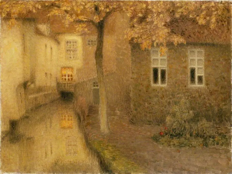 A Canal in Bruges at Dusk