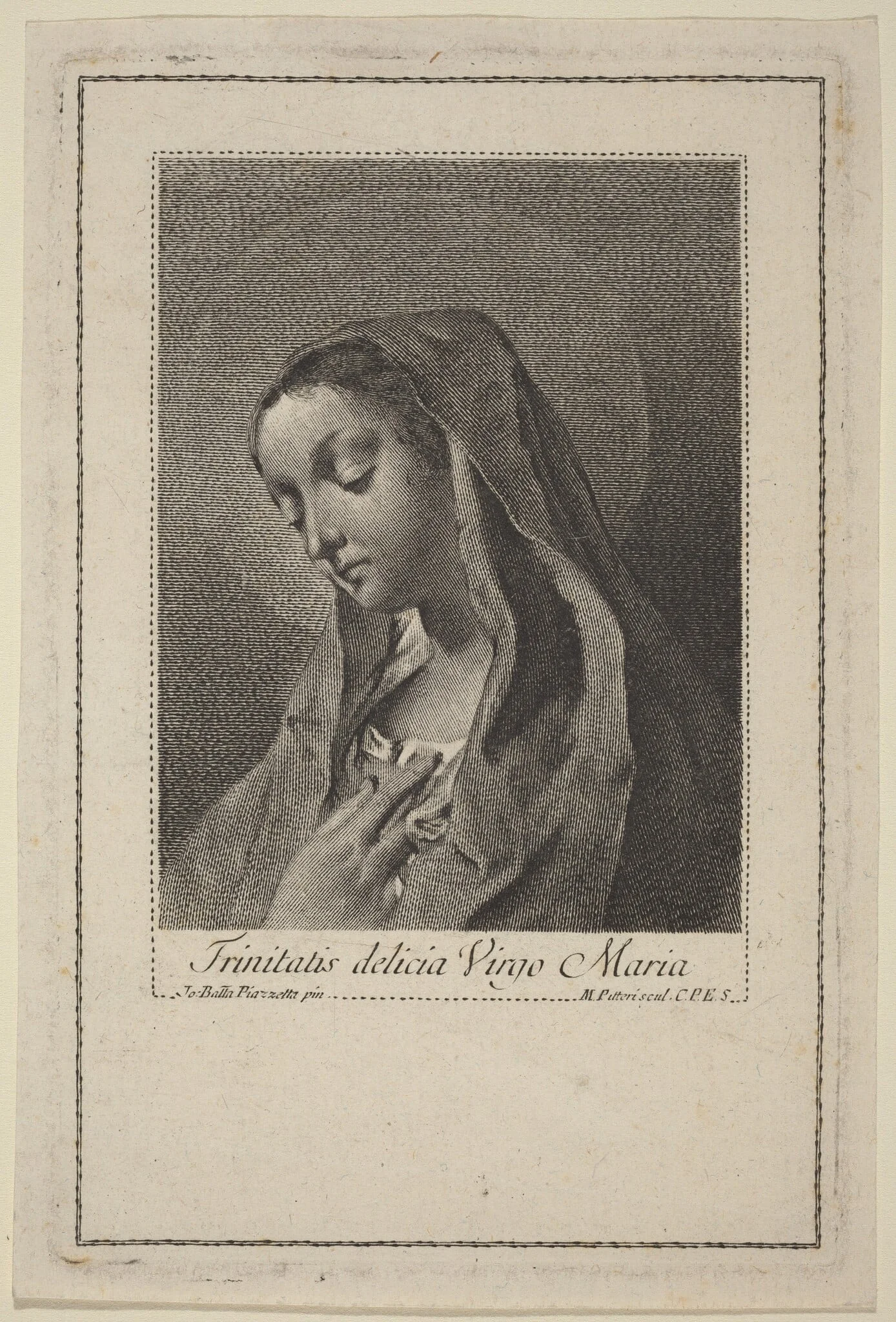 Trinitatis delicia Virgo Maria, by Marco Alvise Pitteri, ink, 1744